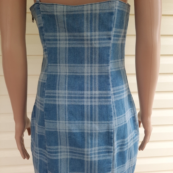 DIvided H&M Woven Fabric Womens Fitted Mini Dress Zip Side Spaghetti Straps SZ M - Picture 4 of 12